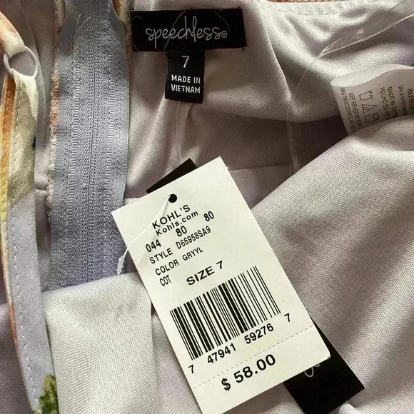 NWT Speechless A-Line Crossback Spaghetti Strap Floral Dress Sz Jrs. 7 - Picture 6 of 7